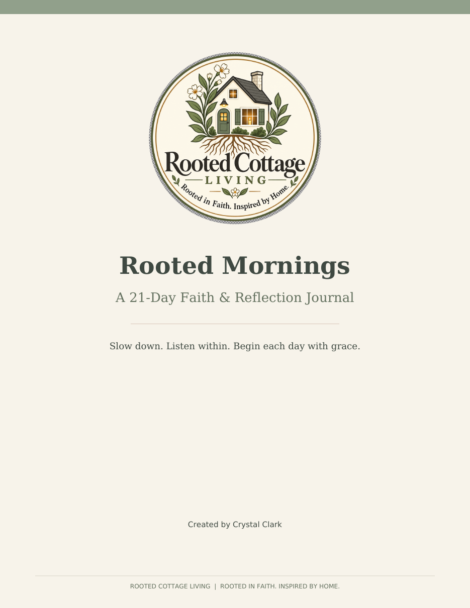 Cover of the Rooted Mornings 21-Day Faith and Reflection Journal