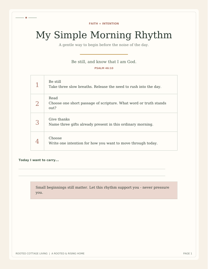 Preview of the My Simple Morning Rhythm printable